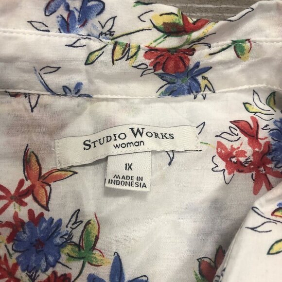Studio Works Womens SZ 1X Top Floral‎ Boho Shirt Blouse Artsy Cottagecore XL - Picture 2 of 7